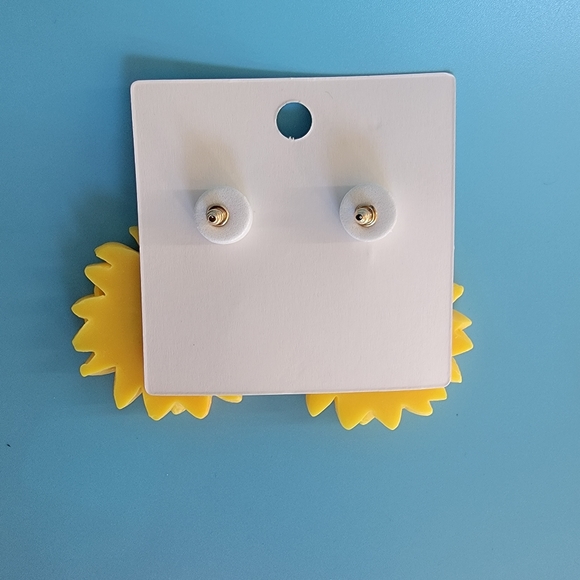 Yellow Black Round Sunflower Earrings Women's long Daisy Sun Flower Dangle Boho - Picture 3 of 4